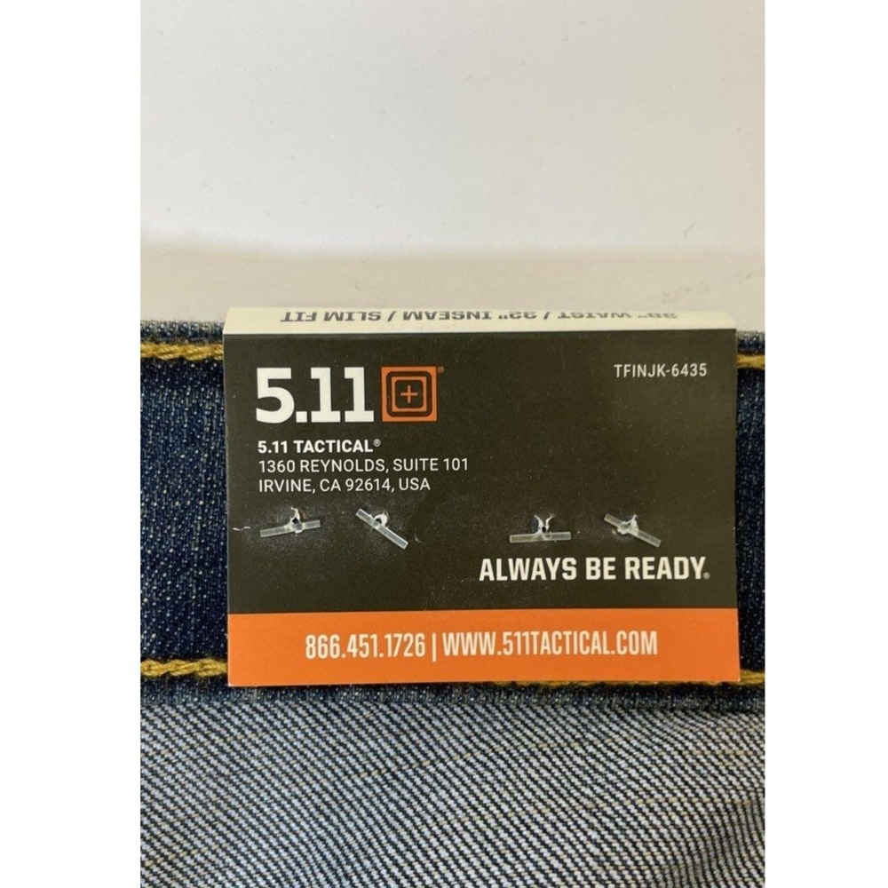 5.11 Tactical Defender Flex Jean Slim Fit Men's W38 L32 Blue Indigo Cotton - Picture 5 of 10